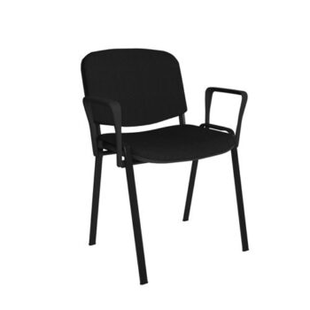 Taurus meeting room stackable chair with black frame and fixed arms black - TAU40003-K