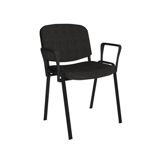 Taurus meeting room stackable chair with black frame and fixed arms charcoal - TAU40003-C