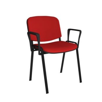 Taurus meeting room stackable chair with black frame and fixed arms red - TAU40003-R