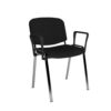 Taurus meeting room stackable chair with chrome frame and fixed arms black - TAU40006-K