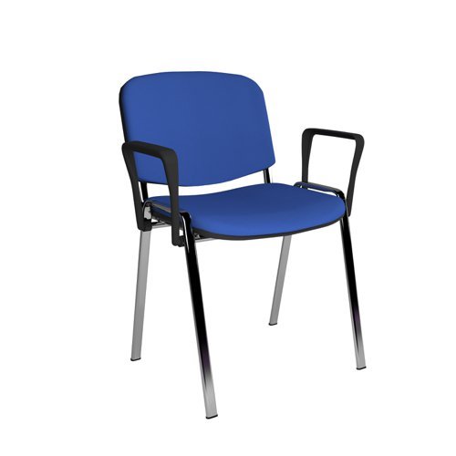 Taurus meeting room stackable chair with chrome frame and fixed arms blue - TAU40006-B