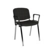 Taurus meeting room stackable chair with chrome frame and fixed arms charcoal - TAU40006-C