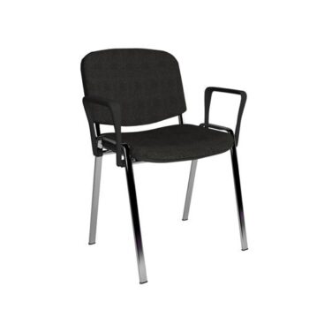 Taurus meeting room stackable chair with chrome frame and fixed arms charcoal - TAU40006-C