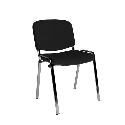 Taurus meeting room stackable chair with chrome frame and no arms black - TAU40005-K
