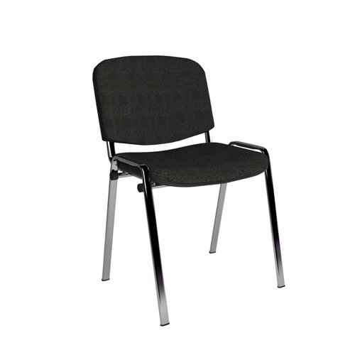 Taurus meeting room stackable chair with chrome frame and no arms charcoal - TAU40005-C