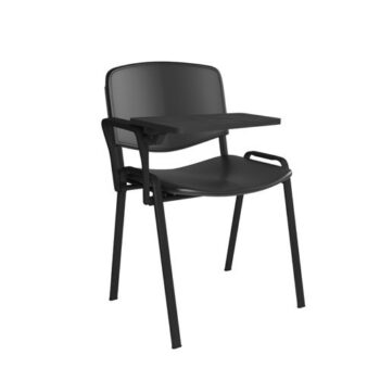 Taurus plastic meeting room chair with writing tablet black with black frame - TAU40004-PK