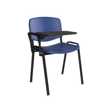 Taurus plastic meeting room chair with writing tablet blue with black frame - TAU40004-PB