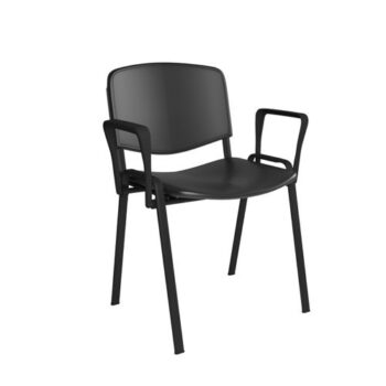 Taurus plastic meeting room stackable chair with fixed arms black with black frame - TAU40003-PK