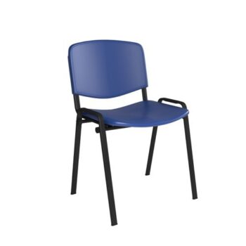 Taurus plastic meeting room stackable chair with no arms blue with black frame - TAU40002-PB