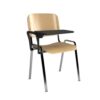 Taurus wooden meeting room chair with writing tablet beech with chrome frame - TAU40007-W
