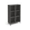 Tikal cube storage unit 1370mm high with 6 open boxes and black hairpin legs grey - TKCS3-2-OG