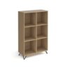 Tikal cube storage unit 1370mm high with 6 open boxes and black hairpin legs oak - TKCS3-2-KO