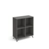 Tikal cube storage unit 950mm high with 4 open boxes and black hairpin legs grey - TKCS2-2-OG