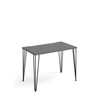 Tikal straight desk 1000mm x 600mm with hairpin legs black legs grey top - TK610-OG