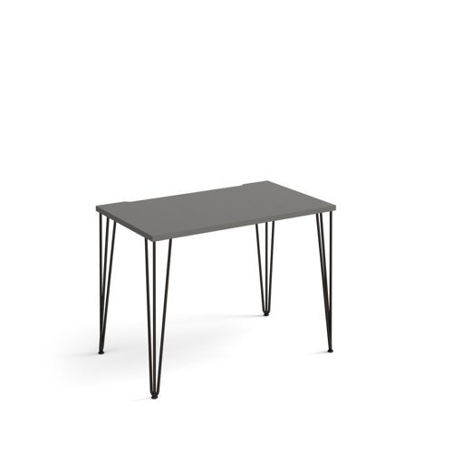 Tikal straight desk 1000mm x 600mm with hairpin legs black legs grey top - TK610-OG