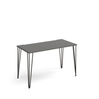 Tikal straight desk 1200mm x 600mm with hairpin legs black legs grey top - TK612-OG