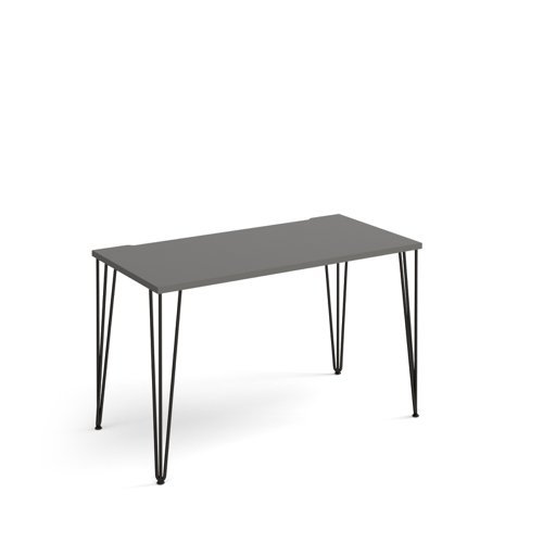 Tikal straight desk 1200mm x 600mm with hairpin legs black legs grey top - TK612-OG
