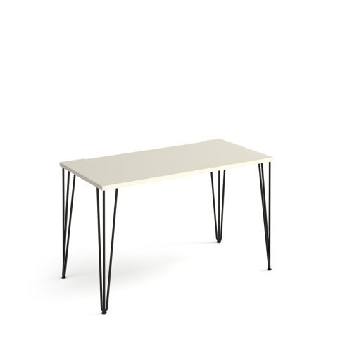 Tikal straight desk 1200mm x 600mm with hairpin legs black legs white top - TK612-WH