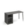 Tikal straight desk 1400mm x 600mm with hairpin leg and support pedestal black legs grey top - TK614P-OG