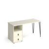 Tikal straight desk 1400mm x 600mm with hairpin leg and support pedestal with drawers black legs white finish with white drawers - TK614P-D-WH-WH