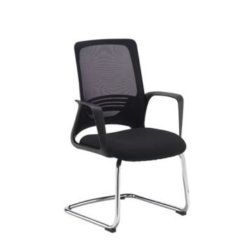 Toto black mesh back visitors chair with black fabric seat and chrome cantilever frame - TOT100C1-K