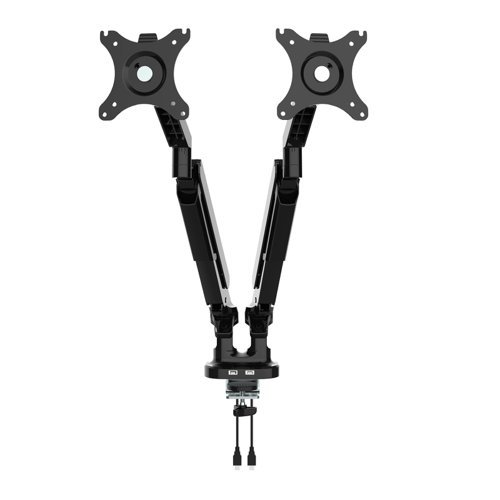 Triton gas lift space-saving double monitor arm black - TGDMARM-K