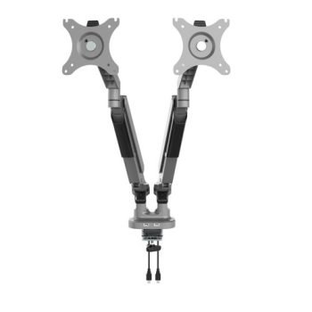 Triton gas lift space-saving double monitor arm silver - TGDMARM-S