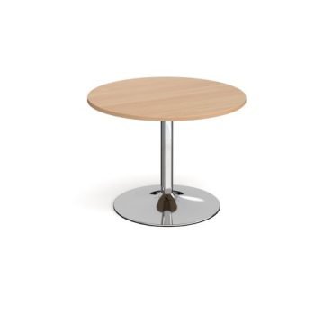 Trumpet base circular boardroom table 1000mm chrome base beech top - TB10C-C-B