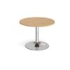 Trumpet base circular boardroom table 1000mm chrome base oak top - TB10C-C-O