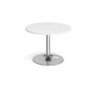Trumpet base circular boardroom table 1000mm chrome base white top - TB10C-C-WH