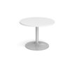 Trumpet base circular boardroom table 1000mm silver base white top - TB10C-S-WH