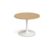 Trumpet base circular boardroom table 1000mm white base oak top - TB10C-WH-O