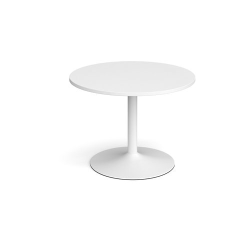 Trumpet base circular boardroom table 1000mm white base white top - TB10C-WH-WH