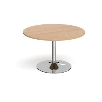 Trumpet base circular boardroom table 1200mm chrome base beech top - TB12C-C-B