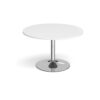 Trumpet base circular boardroom table 1200mm chrome base white top - TB12C-C-WH