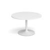 Trumpet base circular boardroom table 1200mm white base white top - TB12C-WH-WH