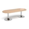 Trumpet base radial end boardroom table 2400mm x 1000mm chrome base beech top - TB24-C-B