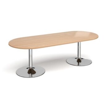 Trumpet base radial end boardroom table 2400mm x 1000mm chrome base beech top - TB24-C-B