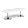 Trumpet base radial end boardroom table 2400mm x 1000mm chrome base white top - TB24-C-WH