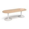Trumpet base radial end boardroom table 2400mm x 1000mm white base beech top - TB24-WH-B