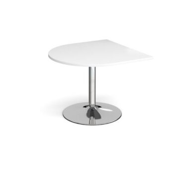 Trumpet base radial extension table 1000mm x 1000mm chrome base white top - TB10D-C-WH