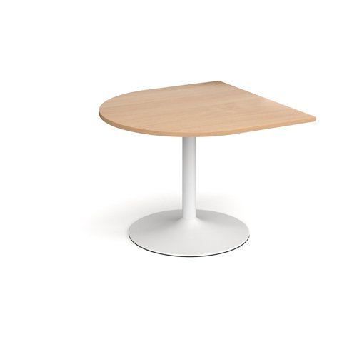 Trumpet base radial extension table 1000mm x 1000mm white base beech top - TB10D-WH-B