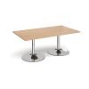 Trumpet base rectangular boardroom table 1800mm x 1000mm chrome base beech top - TB18-C-B