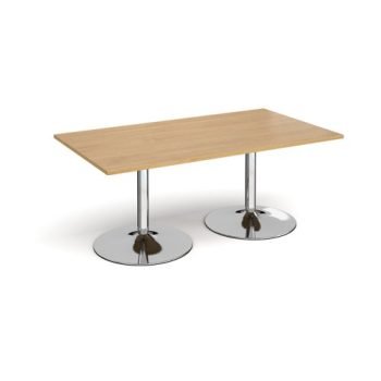 Trumpet base rectangular boardroom table 1800mm x 1000mm chrome base oak top - TB18-C-O