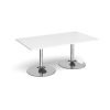 Trumpet base rectangular boardroom table 1800mm x 1000mm chrome base white top - TB18-C-WH