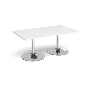 Trumpet base rectangular boardroom table 1800mm x 1000mm chrome base white top - TB18-C-WH