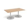 Trumpet base rectangular boardroom table 1800mm x 1000mm silver base beech top - TB18-S-B