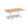 Trumpet base rectangular boardroom table 1800mm x 1000mm white base beech top - TB18-WH-B