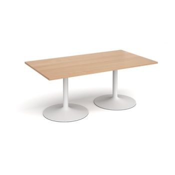 Trumpet base rectangular boardroom table 1800mm x 1000mm white base beech top - TB18-WH-B