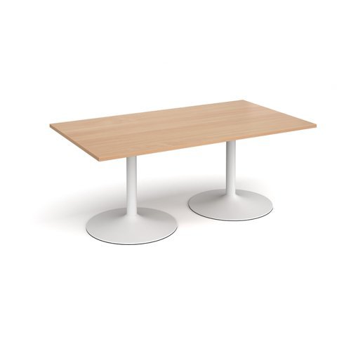 Trumpet base rectangular boardroom table 1800mm x 1000mm white base beech top - TB18-WH-B
